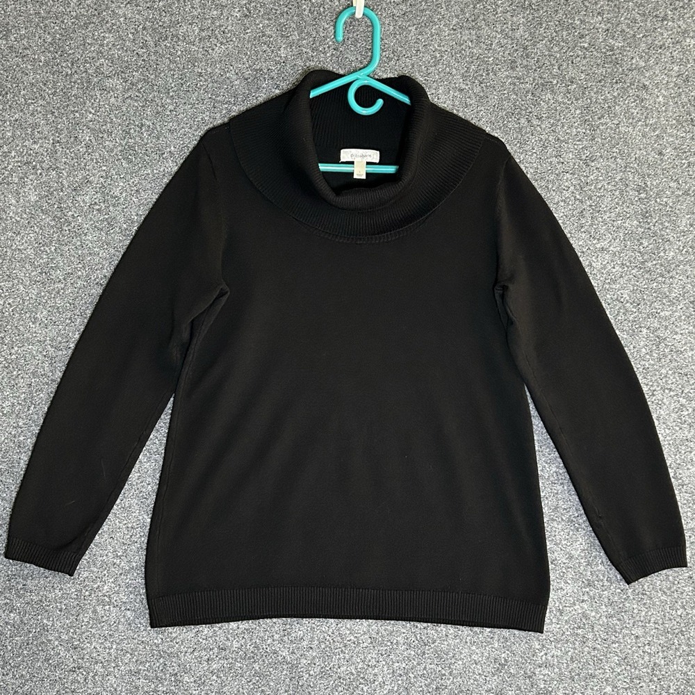 Black Cowl Neck Long Sleeve Sweater  - Women's LARGE -Minimalist Capsule Classic